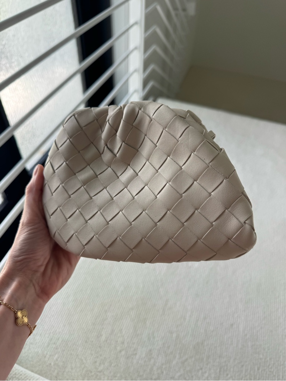 Bottega Veneta Intrecciato Pouch Clutch in Light Taupe